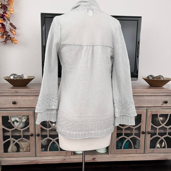 Ann Taylor Mohair Wool Blend Loft Open Cardigan Sweater Pointelle Gray Size XS - Picture 4 of 11